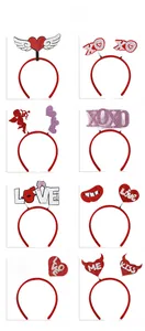 Detailed comparison of eight Valentine headbands featuring glitter hearts and XOXO text