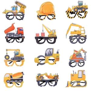 Lot de 12 lunettes de fête thème chantier pour anniversaire enfant et accessoires