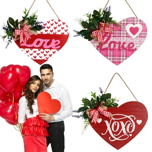 Lot de plaques de porte cœur de la Saint-Valentin avec XOXO Love et nœuds décoratifs