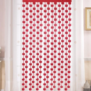 2m red maple leaf tinsel curtain for Thanksgiving party backdrop decoration