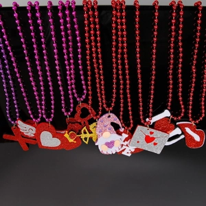 Valentine's Day beaded necklace set with heart and XO pendants for party decorations