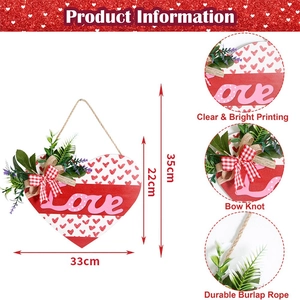 Décoration de porte en forme de cœur avec lettrage Love et nœud rouge de Saint-Valentin