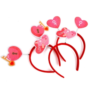 Red heart headband set with spring bouncy love icons for Valentine party