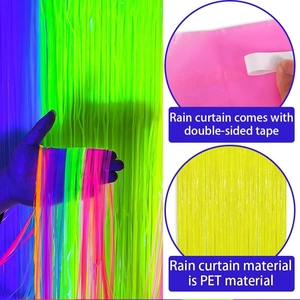Colorful macaron tinsel curtains for party backdrop with self-adhesive PET fringe streamers