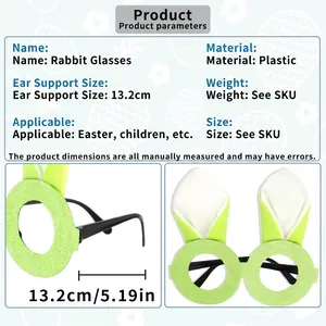 Easter bunny party glasses with green frame and cute plush ears for kids decoration