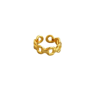 Bague chaîne ajustable en laiton plaqué or 18 carats avec design maillon épuré