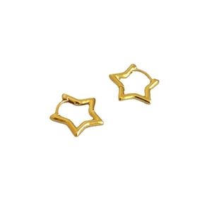 Minimalist gold-plated star hoop earrings with hollow design and polished finish
