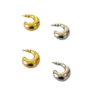 Minimalistische klobige Tropfenohrringe in Gold und Silber, hohle C-Form Reifen