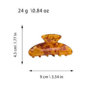 Large tortoiseshell acetate hair claw clip for women, size 9cm x 4.5cm, 24g weight
