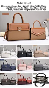 Detail eines zweiteiligen Handtaschen-Sets mit großer Tragetasche und kleiner Umhängetasche
