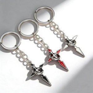 Porte-clés Lance en Croix en Alliage Minimaliste Pendentif en Métal Émail pour Sac à Dos Clés de Voiture Style Anime Fantaisie