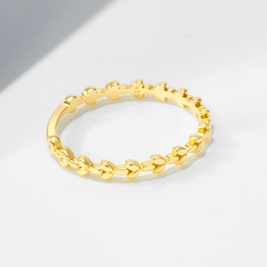 Minimalist 925 sterling silver gold leaf ring with elegant olive branch crown design