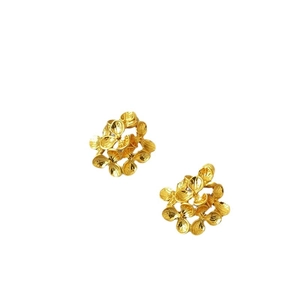 Golden 3D layered flower cluster stud earrings with vintage floral design for women