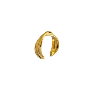 Minimalist gold-plated triple cross winding open ring for women with adjustable band