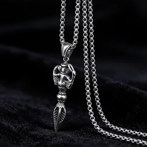 Collier avec pendentif Ganesha Vajra en acier inoxydable vintage sur velours noir