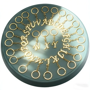 Personalized Gold Metal English Alphabet Letter Keychain With Rhinestone Initial Key Ring For Bag Charm Gift Universal