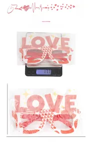 Valentine's LOVE heart party glasses dimensions 17x11.5cm and 17.7g weight overview