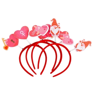 Three-piece red Valentine's Day headbands with love hearts and gnome decorations