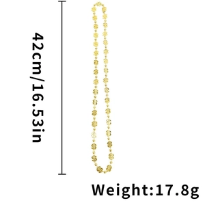 Détail du collier signe dollar doré montrant 42 cm de longueur et 17,8 g de poids total