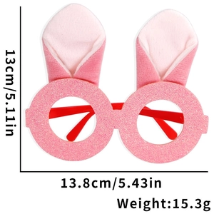 Pink glitter Easter bunny party glasses with dimensions 13cm by 13.8cm for kids