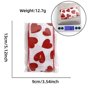 Valentine's red heart ribbon roll 5.12x3.54 inch for DIY gift wrapping and floral decor
