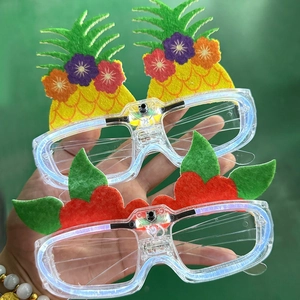LED pineapple and strawberry shutter glasses for summer Hawaiian beach party photo props