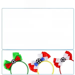 European Cup soccer hair hoop with colorful bow and football ornament for cheering