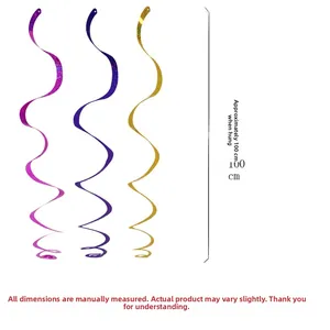 Vertical view of 100cm colorful laser spiral hanging swirls for party decoration