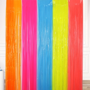 Colorful macaron foil fringe curtains for festive party backdrop wall decorations