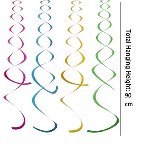 Colorful birthday spiral hanging ornaments for party decoration 90cm height 6pcs pack
