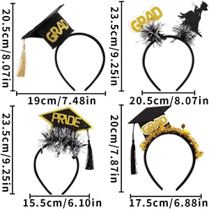 Abschlussfeier Haarreifen Set mit Doktorhut und goldenen Quasten Größentabelle