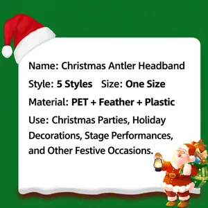 Spécifications du serre-tête de Noël Grinch en PET et plumes pour décoration de fête