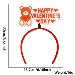 Valentine's Day headband featuring a brown bear with love heart and festive text