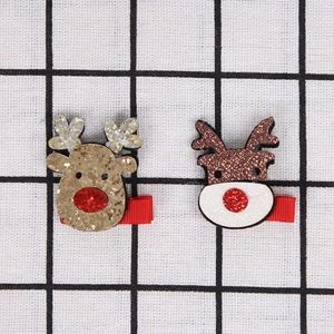 Glitter reindeer hair clips with gold and brown sequins for Christmas festive hair decor