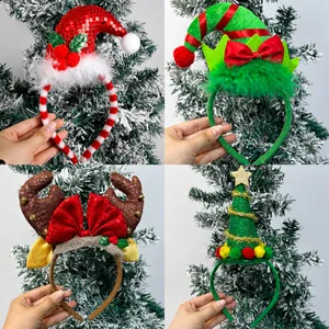 Serre-têtes de Noël festifs avec bois de renne, bonnet de Père Noël et sapin de Noël
