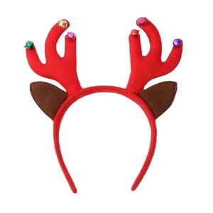 Kerst rendier gewei hoofdband met kleurrijke pailletten en bellen op een witte achtergrond