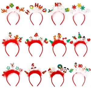 Serre-tête de Noël Renne Bonhomme de Neige Père Noël Avec Paillettes Peluche Accessoires de Coiffure Fête Enfants Femme