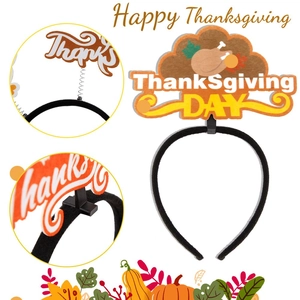 Thanksgiving Day Truthahn Haarreif mit Federelementen und herbstlichen Ahornblatt-Dekoren