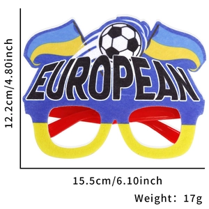 Lunettes de football bleu et jaune avec dimensions 15,5 cm de large et 12,2 cm de haut