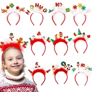 Lot de 10 serre-têtes de Noël avec Père Noël, bois de renne et décors festifs à paillettes
