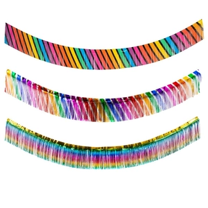Rainbow metallic tinsel foil fringe banner curtains for party backdrop decoration