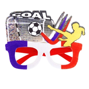 Fußball-Partybrille mit Goal-Schriftzug und Spieler-Silhouette in Frankreich-Farben