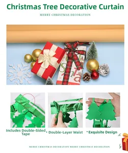 Detail of Christmas tree tinsel curtain with double-layer reinforcement and adhesive tape