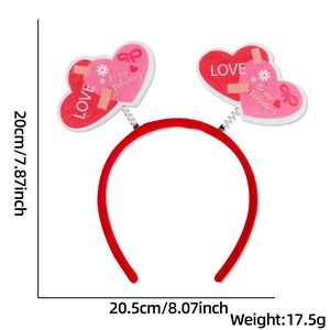 Valentine's Day red headband with heart-shaped LOVE pendants on metal springs