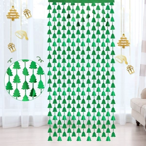 Rideau de Franges en Aluminium en Forme de Sapin de Noël Pour Décoration de Fond de Fête Rideau de Porte Métallique