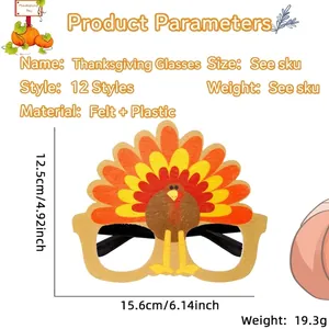 Cartoon turkey felt glasses for Thanksgiving party decorations and festive photo props