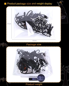 Halloween black spider web set package dimensions of 37x42cm and 57g product weight