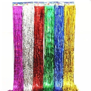 Colorful 18cm x 1m tinsel curtains for birthday party decoration in six metallic colors