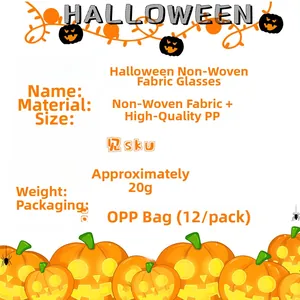 Detailed Halloween non-woven glasses specifications including material and weight data