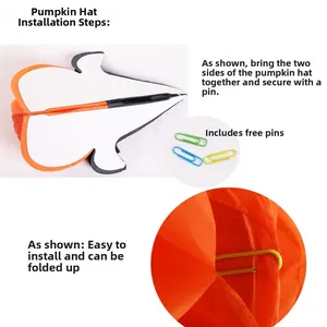 Steps to assemble a 3D pumpkin honeycomb decoration with paper pins for Halloween